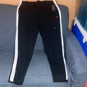 Ralph Lauren Polo Black sweat pants with white strips on both legs